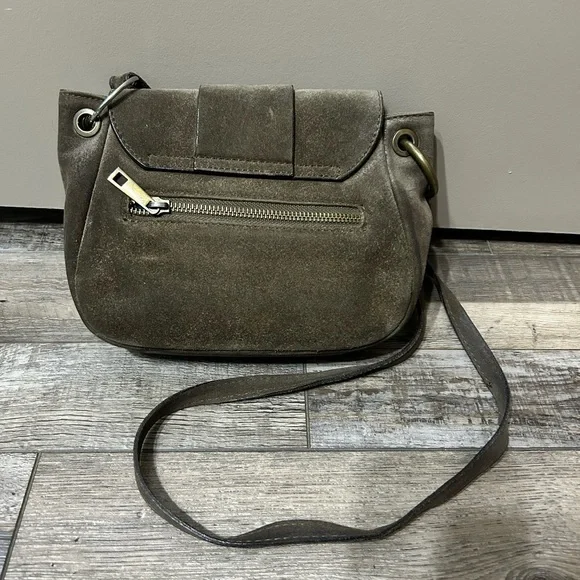 Sundance Grey Taupe Leather suede Crossbody Bag purse Made in Italy - Picture 4 of 9